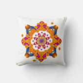 Vibrant Diwali Marigold Rangoli Pillow Cover クッション (正面)