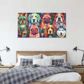Vibrant Dog Breed Pop Art Collage キャンバスプリント (インサイチュ (寝室))