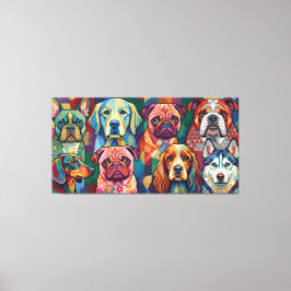 Vibrant Dog Breed Pop Art Collage キャンバスプリント