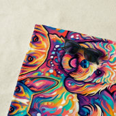 Vibrant Dog Dreamscape – Psychedelic Boho ビーチタオル (インサイチュ)