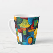 Vibrant Dreams Geometry – Bold Modern Abstract Art カフェラテマグ (左アングル)