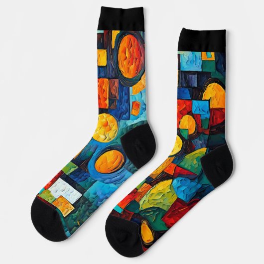 Vibrant Dreams Geometry – Bold Modern Abstract Art ソックス (左)