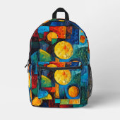 Vibrant Dreams Geometry – Bold Modern Abstract Art プリントバックパック (正面)