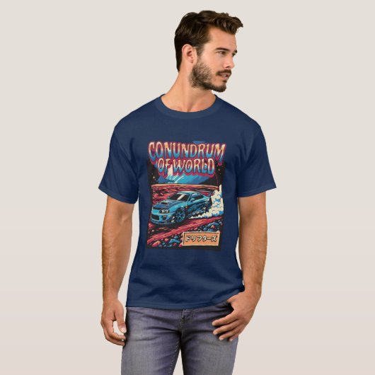 Vibrant Drift Car Conundrum Design funny girl fami Tシャツ (正面フル)
