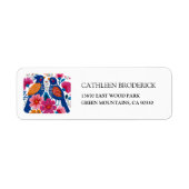 Vibrant Eclectic Folk Birds and Flowers Wedding ラベル (正面)