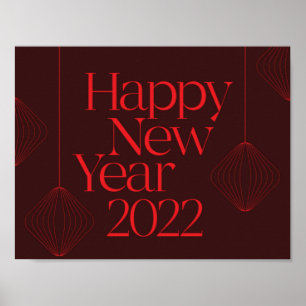 Vibrant, elegant, cool Happy New Year 2022 design ポスター