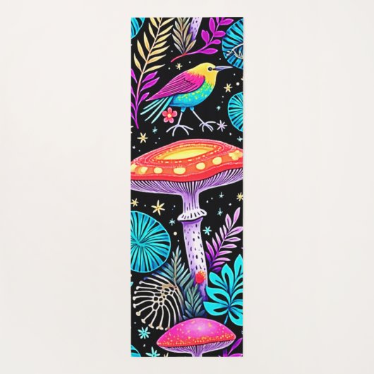 Vibrant Enchanted Forest Mushroom Artwork ヨガマット (裏面)