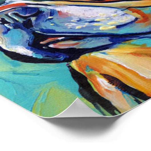 Vibrant Expressionist Frenchie Pop Art Portrait ポスター (角)