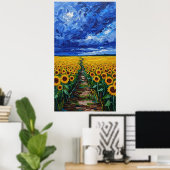 Vibrant Expressionist Sunflower Field Painting ポスター (ホームオフィス)