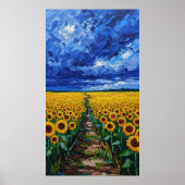 Vibrant Expressionist Sunflower Field Painting ポスター (正面)