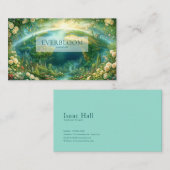 Vibrant Fantasy Earth Globe and Lush Rose Garden 名刺 (正面/裏面)