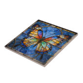 Vibrant Faux Stained Glass Butterfly Mosaic Art タイル (側面)