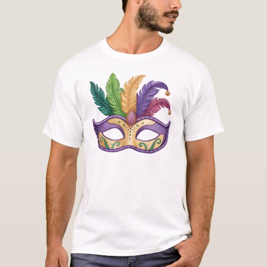 Vibrant Feathered Carnival Mask Tシャツ (正面)