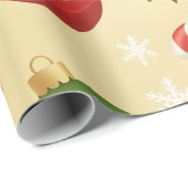 Vibrant Festive Christmas Ornaments and Candy Cane ラッピングペーパー (ロールコーナー)