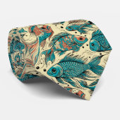 Vibrant Fish Pattern Colorful  ネクタイ (ロール)