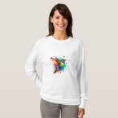 Vibrant Flight – 水彩ハチドリ エクスプロージョン Tシャツ (正面フル)