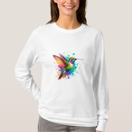 Vibrant Flight – Watercolor Hummingbird Explosion  Tシャツ