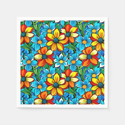 Vibrant Floral  スタンダードカクテルナプキン (正面)