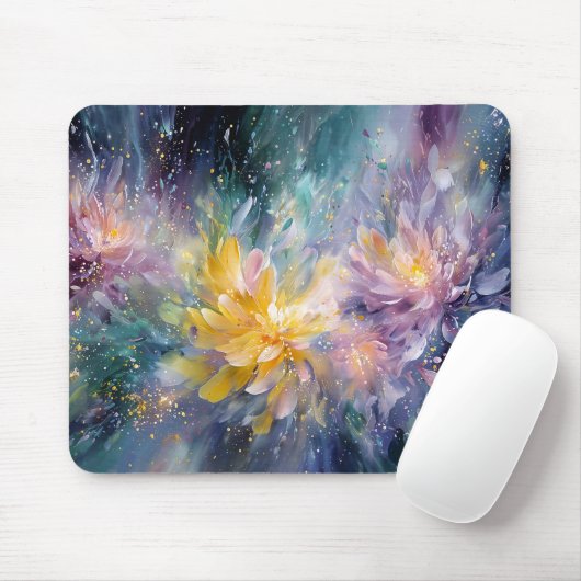Vibrant Floral Abstract Painting with Explosion マウスパッド (マウス)