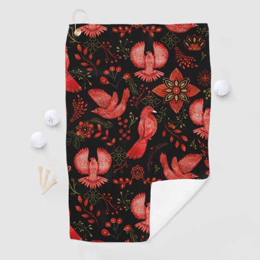  Vibrant floral and leafy pattern designs ゴルフタオル (インサイチュ)