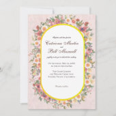 Vibrant Floral Arch Gold Frame Wedding Invitation 招待状 (正面)