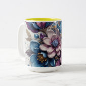 Vibrant Floral Artwork ツートーンマグカップ (正面左)