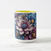 Vibrant Floral Artwork ツートーンマグカップ (中央)