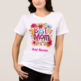 Vibrant Floral Best Mom Butterfly Botanical Modern トライブレンドTシャツ