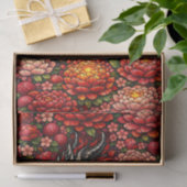 Vibrant Floral Black Dragon Stained Glass Design 薄葉紙 (ギフト)