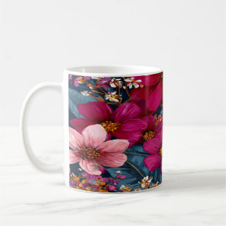 Vibrant Floral Burst Pattern コーヒーマグカップ