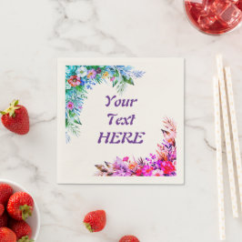 Vibrant Floral Corner Custom Party Napkins スタンダードカクテルナプキン