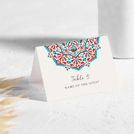 Vibrant Floral Delight Mandala Wedding Place Card  テーブルナンバー