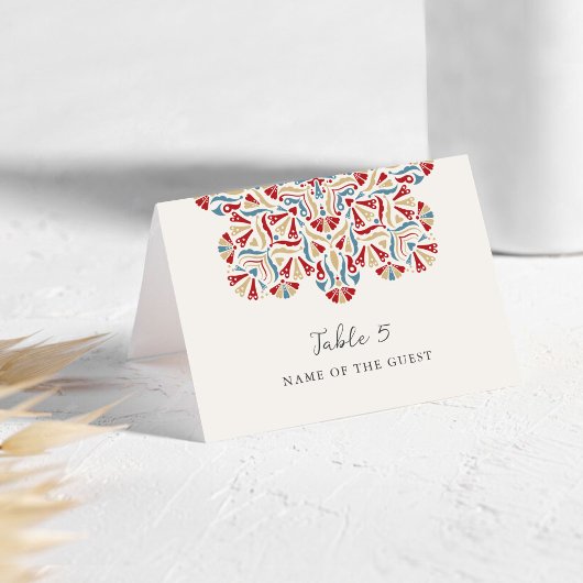 Vibrant Floral Delight Mandala Wedding Place Card テーブルナンバー