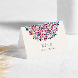 Vibrant Floral Delight Mandala Wedding Place Card  テーブルナンバー