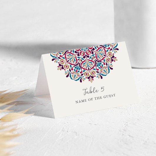Vibrant Floral Delight Mandala Wedding Place Card  テーブルナンバー