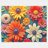 Vibrant Floral Fantasy Design フリースブランケット (正面(横))