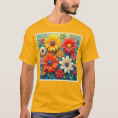 Vibrant Floral Fantasy Design Tシャツ (正面)