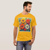 Vibrant Floral Fantasy Design Tシャツ (正面フル)
