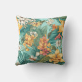 Vibrant Floral Flower Summer Yellow Green クッション (裏面)