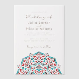 Vibrant Floral Fragrance Delight Mandala Wedding ベラム紙招待状