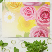 Vibrant Floral Gradient Art – Pink Yellow Purple キッチンタオル (折り畳み)