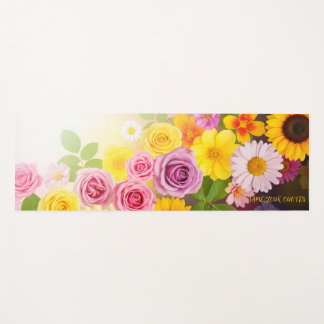Vibrant Floral Gradient Art – Pink Yellow Purple ヨガマット