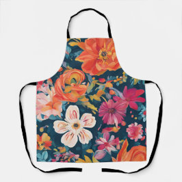 Vibrant Floral Graphic Art エプロン