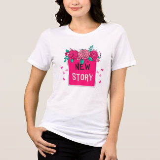 Vibrant Floral 'New Story' T-Shirt - Romantic トライブレンドＴシャツ
