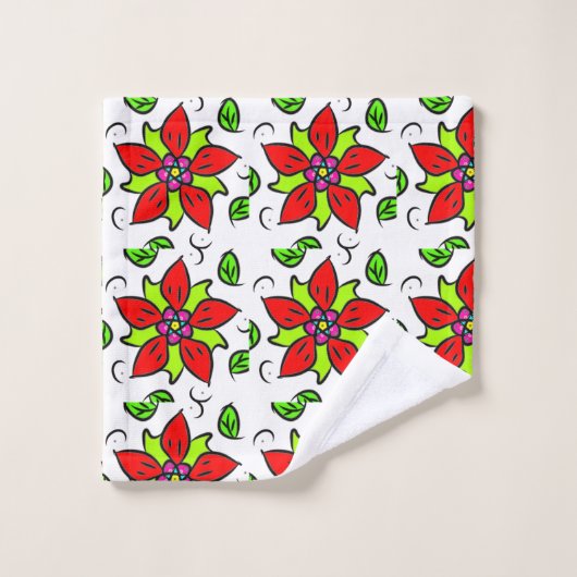 Vibrant Floral Pattern バスタオルセット (ウォッシュタオル)