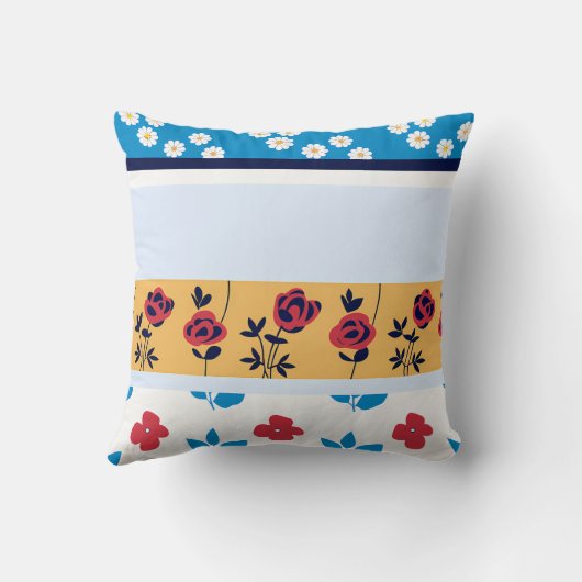 Vibrant Floral Pattern Designs | Custom Art Prints クッション (裏面)