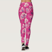 Vibrant Floral Pattern in Pink, White & Royal B    レギンス (裏面)