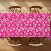 Vibrant Floral Pattern in Pink, White & Royal Blue テーブルクロス