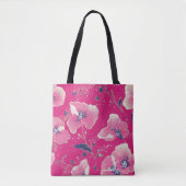 Vibrant Floral Pattern in Pink, White & Royal Blue トートバッグ (正面)