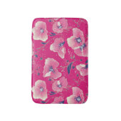 Vibrant Floral Pattern in Pink, White & Royal Blue バスマット (正面縦)